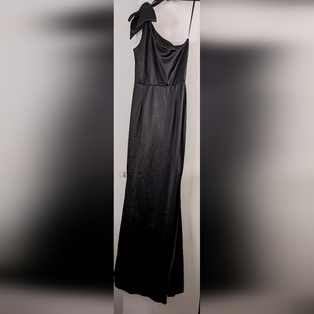 Black satin long dress/size S - Picture 5 of 7